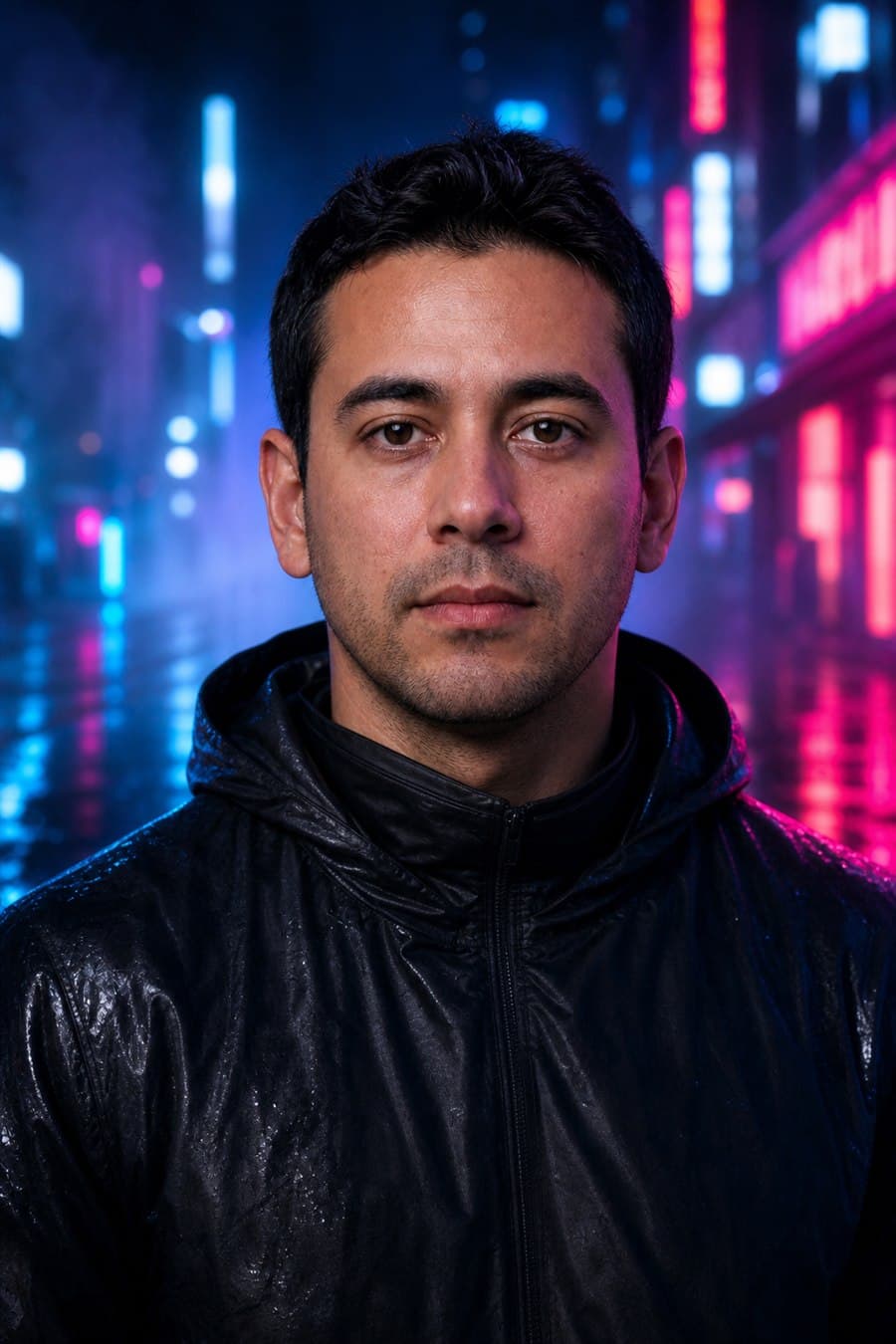 Retrato estilo Neo Tokyo creado con Vimagia